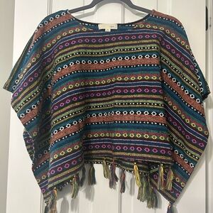 Multicolor Striped Women's Poncho Top